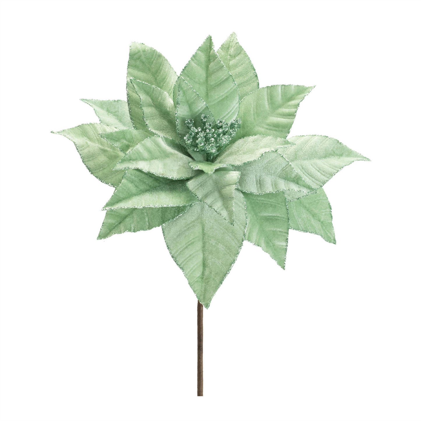 Glittered Poinsettia Flower Stem (Set of 6)