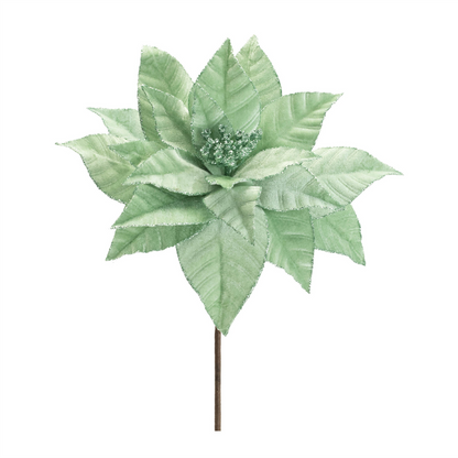 Glittered Poinsettia Flower Stem (Set of 6)