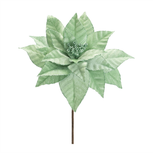 Glittered Poinsettia Flower Stem (Set of 6) -Ship Only