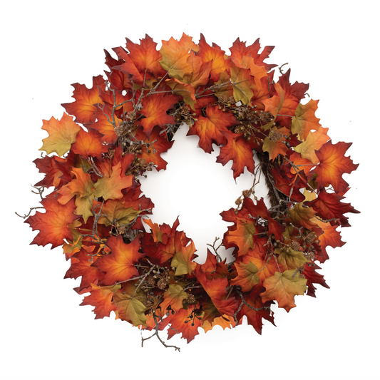 Maple Leaf Wreath 28"D Polyester -Ship Only