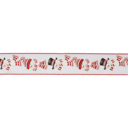 Glittered Snowman Wired Ribbon (Set of 2)