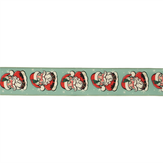 Nostalgic Santa Print Wired Ribbon (Set of 2) -Ship Only