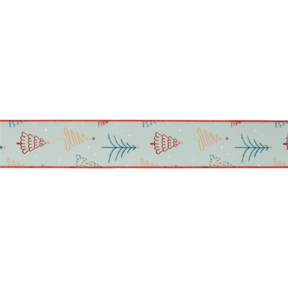Christmas Tree Print Wired Ribbon (Set of 2)