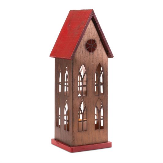 LED Church with Candle 17.5"H -Ship Only