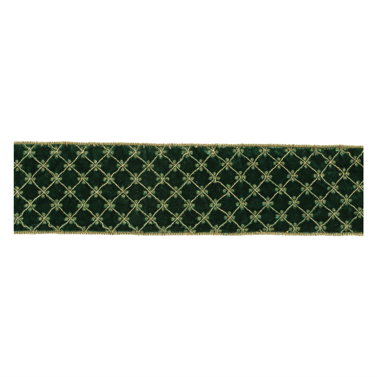 Ornate Diamond Pattern Wired Ribbon (Set of 2)