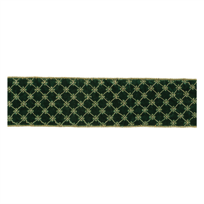 Ornate Diamond Pattern Wired Ribbon (Set of 2)