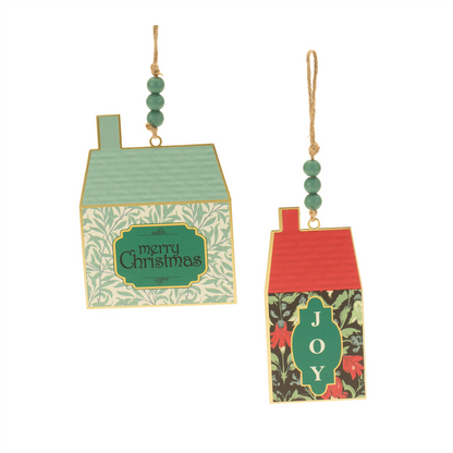 Holiday House Ornament (Set of 4) 6"H