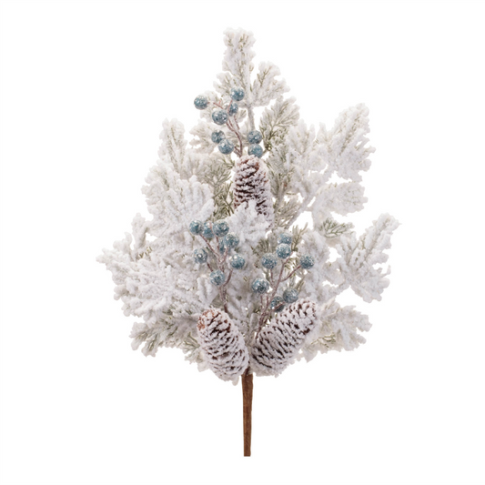 Flocked Pine Berry Spray (Set of 2) -Ship Only