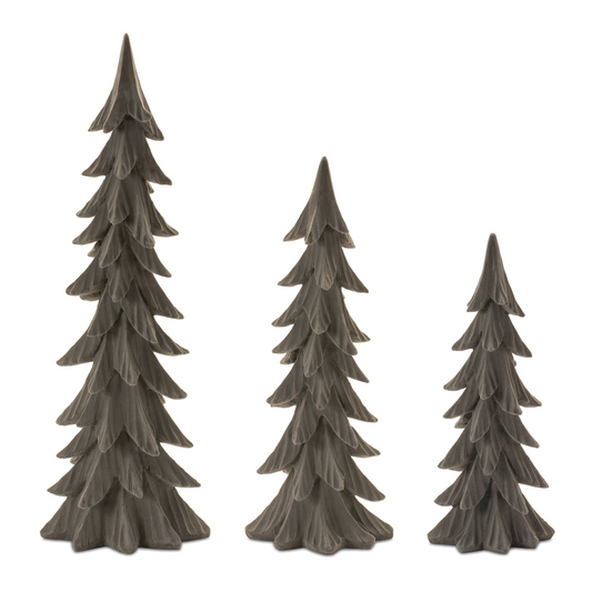Velvet Pine Tree (Set of 3) -Ship Only