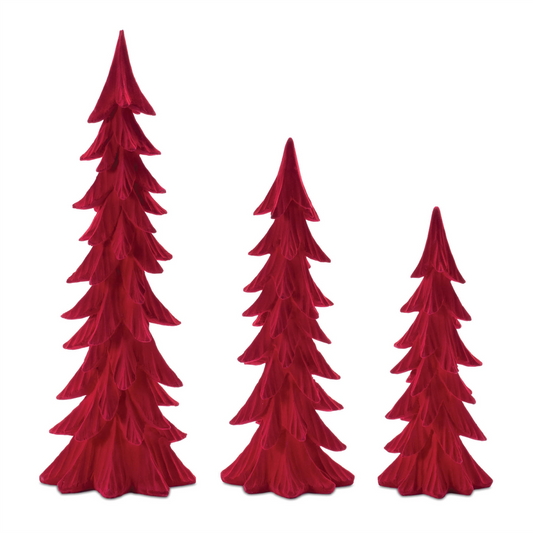 Velvet Pine Tree (Set of 3) -Ship Only