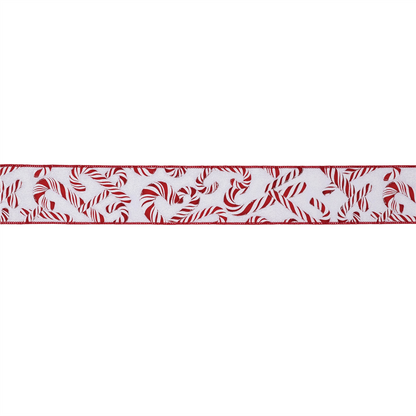 Candy Cane Print Wired Ribbon (Set of 2)