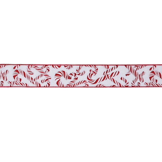 Candy Cane Print Wired Ribbon (Set of 2) -Ship Only