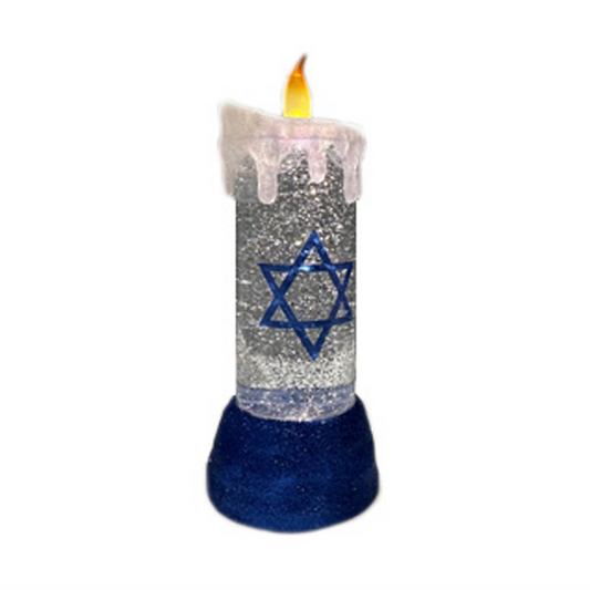 Hanukkah Candle Snow Globe 9.5"H -Ship Only