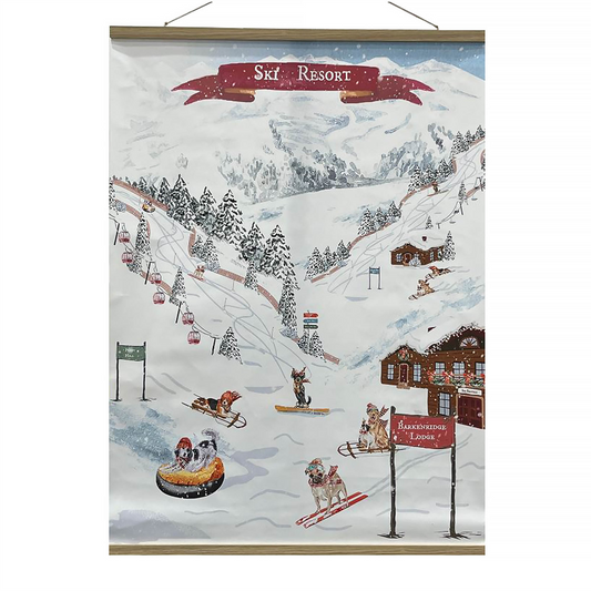 Winter Dogs Ski Resort Banner 48"H -Ship Only