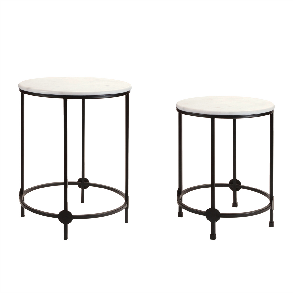 Accent Table (Set of 2) 13.5"D x 19"H, 17"D x 23"H Iron/Marble/MDF -Ship Only