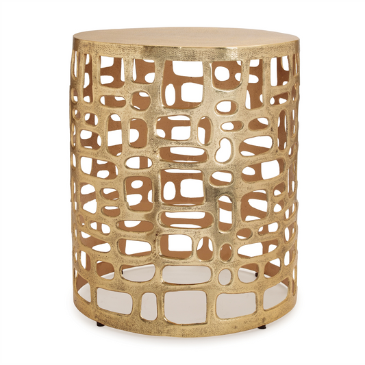 Round Abstract Cut Out Metal Accent Table 19"H -Ship Only