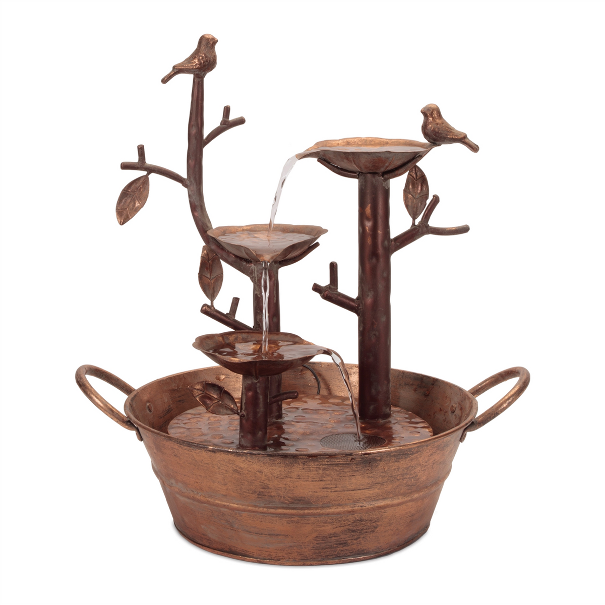 Cascading Iron Bird Branch Fountain 18.5"H -Ship Only