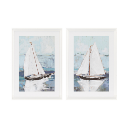 Framed Sail Boat Print (Set of 2)
