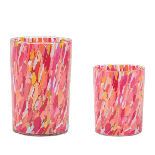 Painted Glass Candle Holder (Set of 2) -Ship Only