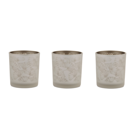 Set of 3 Silver & Gold Glass Votive Candle Holders -Ship Only