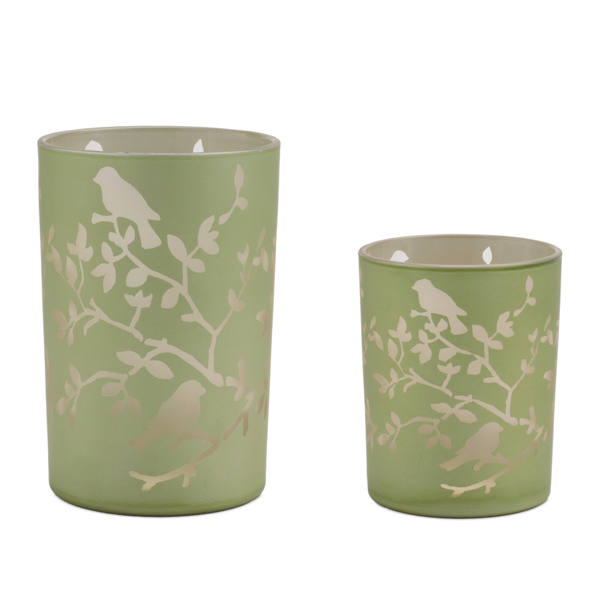 Frosted Floral Bird Candle Holder (Set of 2) -Ship Only