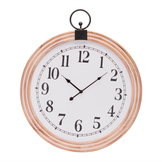 Wall Clock 24”D Wood/MDF 1 AA Battery Not Included -Ship Only