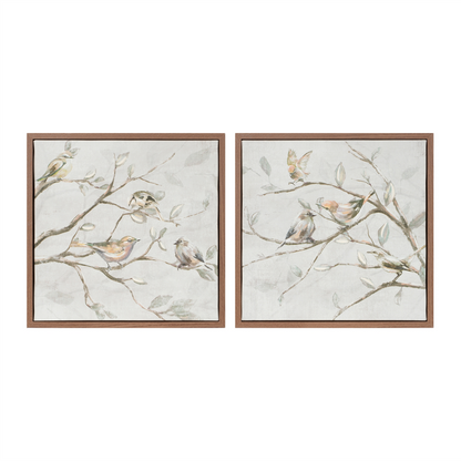 Framed Birds on Branches Canvas Art (Set of 2)