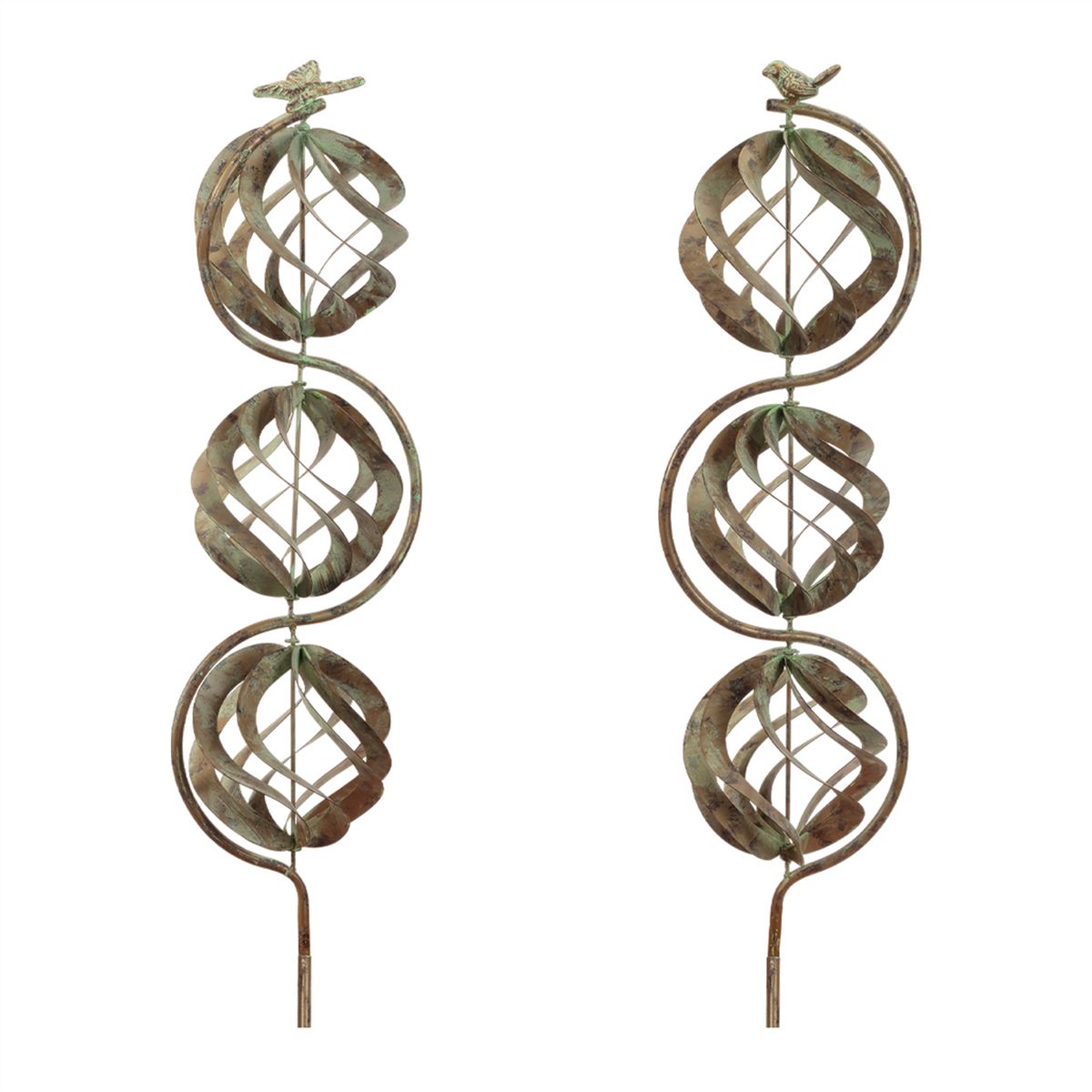Bird and Butterfly w/Triple Orb Stake (Set of 4) -Ship Only