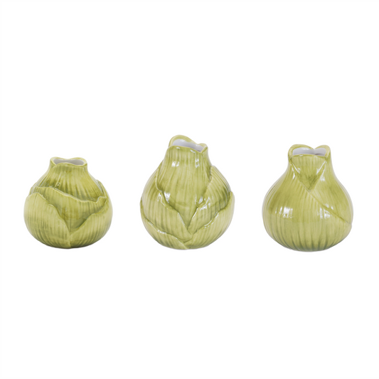 Bulb Vase (Set of 6) 3.25"H, 3.5"H, 3.75"H Dolomite -Ship Only