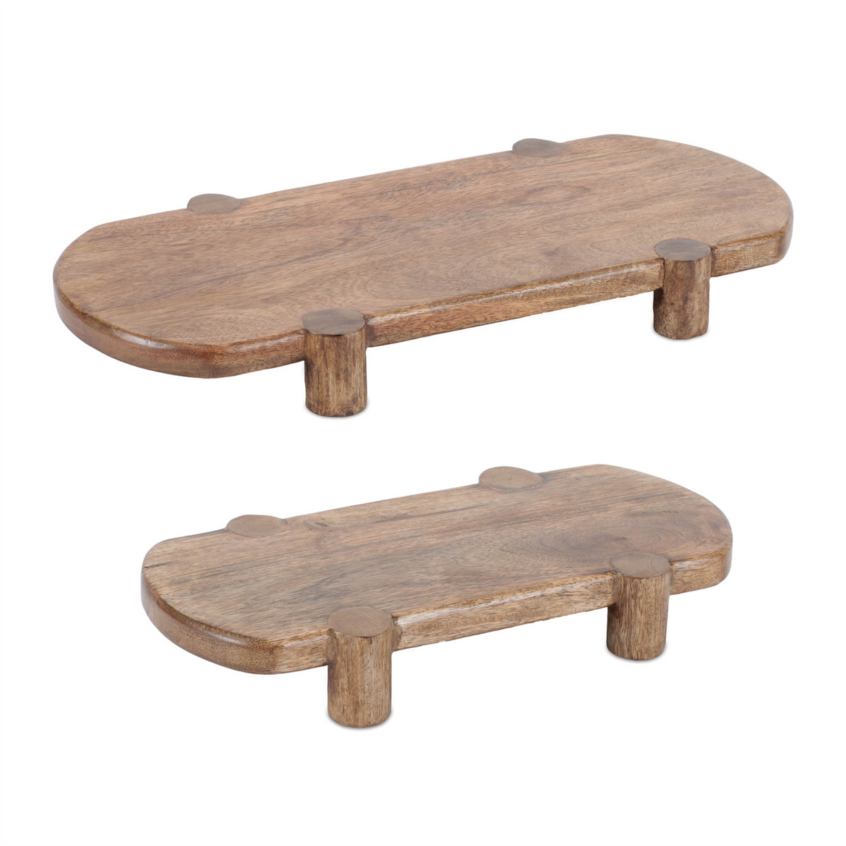Pedestal (Set of 2) 13.5"L x 7"W x 2.25"H, 19.5"L x 9"W x 2"H Wood -Ship Only