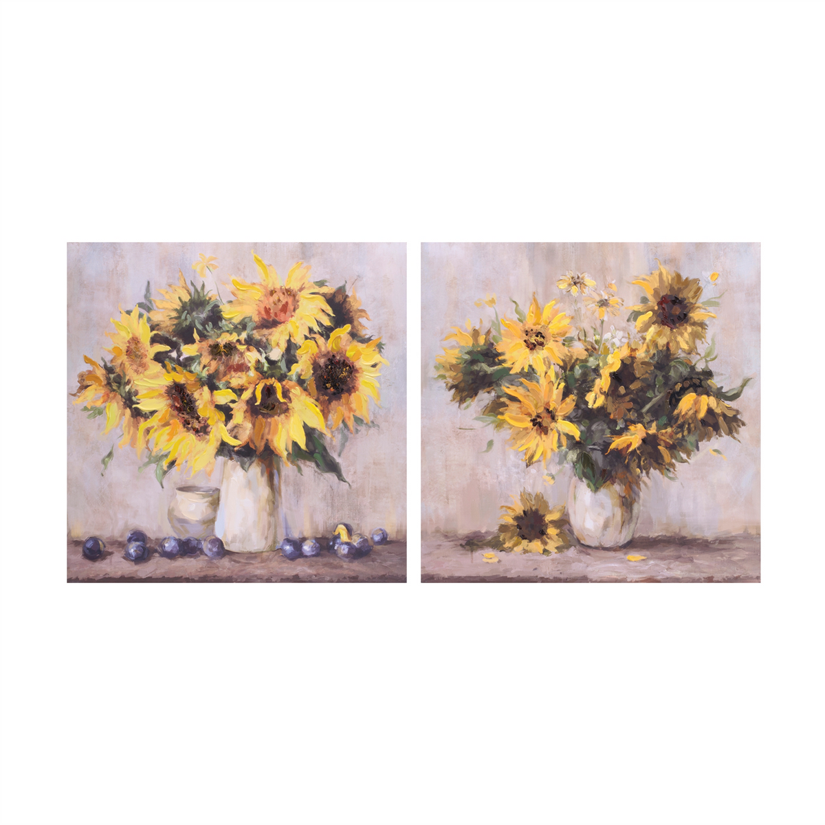 Sunflower Vase Canvas Wall Art 32"L (Set of 2) -Ship Only