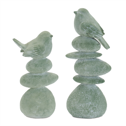 Bird on Rock Stack Figurine (Set of 4)