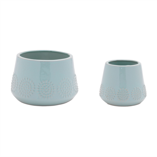 Ceramic Starburst Pattern Planter (Set of 2) -Ship Only