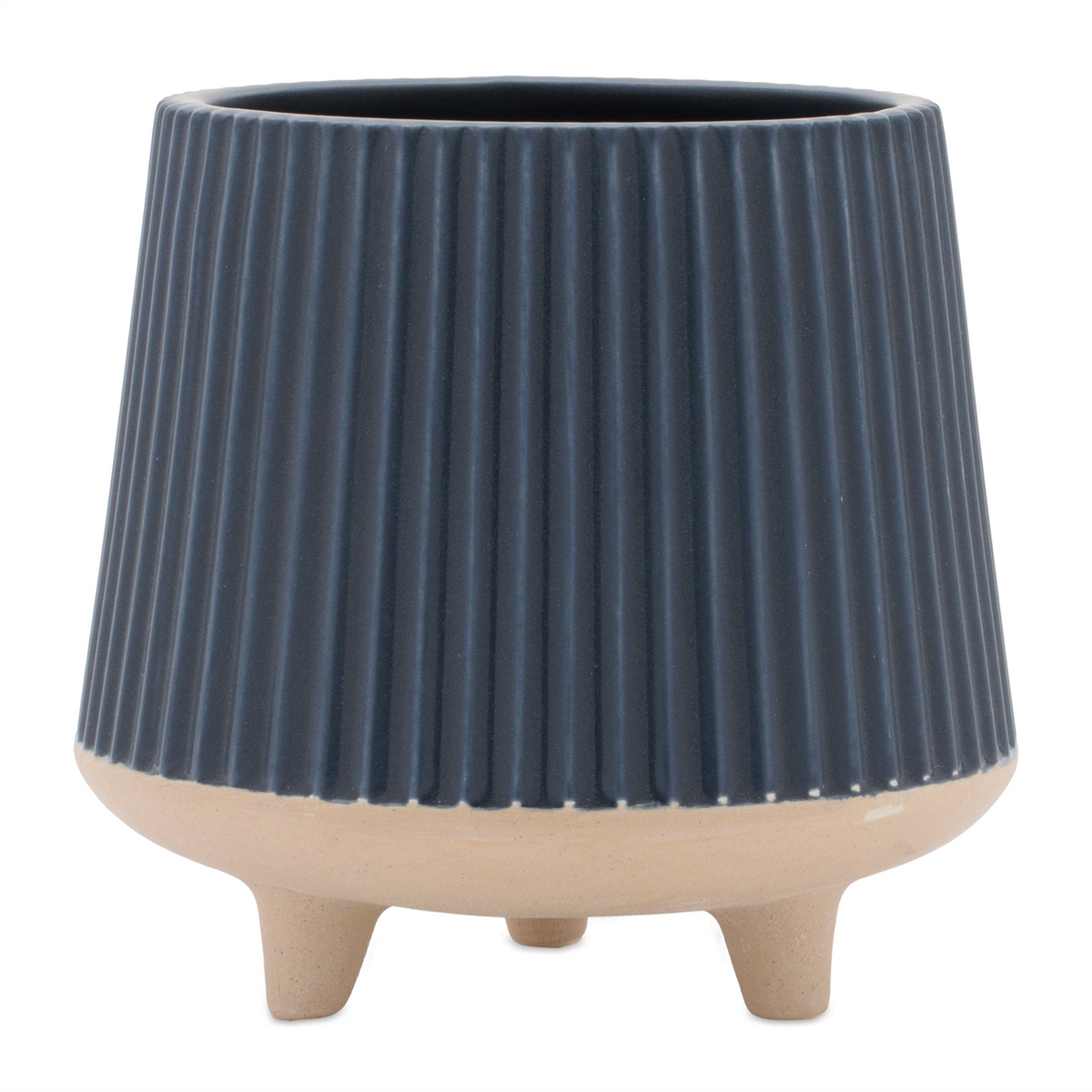 Ceramic Ribbed Footed Planter (Set of 2)