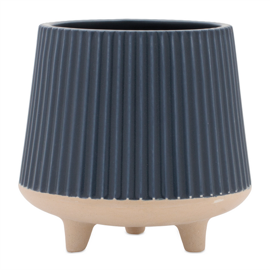 Ceramic Ribbed Footed Planter (Set of 2) -Ship Only
