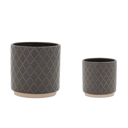 Ceramic Diamond Pattern Planter (Set of 2)
