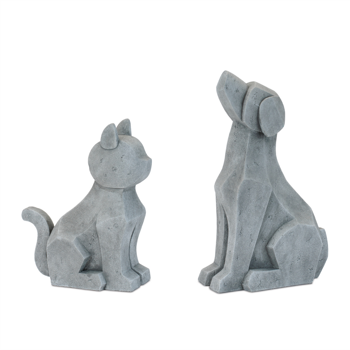 Modern Sitting Dog and Cat Statue (Set of 2) -Ship Only