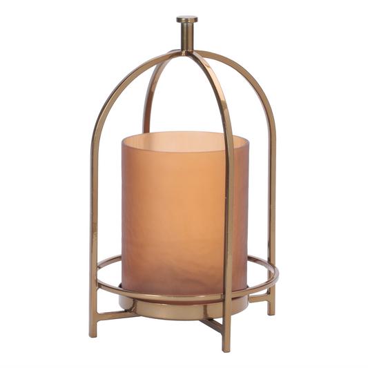 Candle Holder 7"D x 11.25"H Iron/Glass -Ship Only