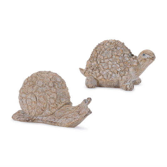 Floral Turtle and Snail Decor (Set of 2) -Ship Only