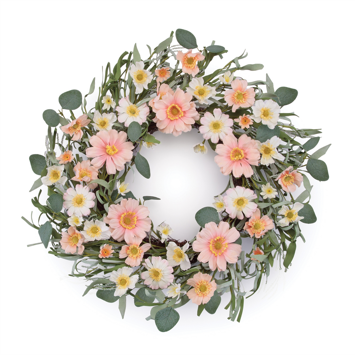 Mixed Daisy Floral Wreath 22"D -Ship Only