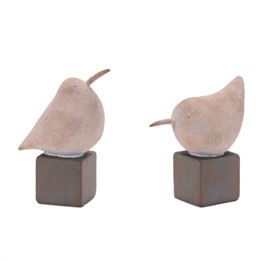 Bird on Base (Set of 2) 4.75"H, 5.5"H Resin -Ship Only
