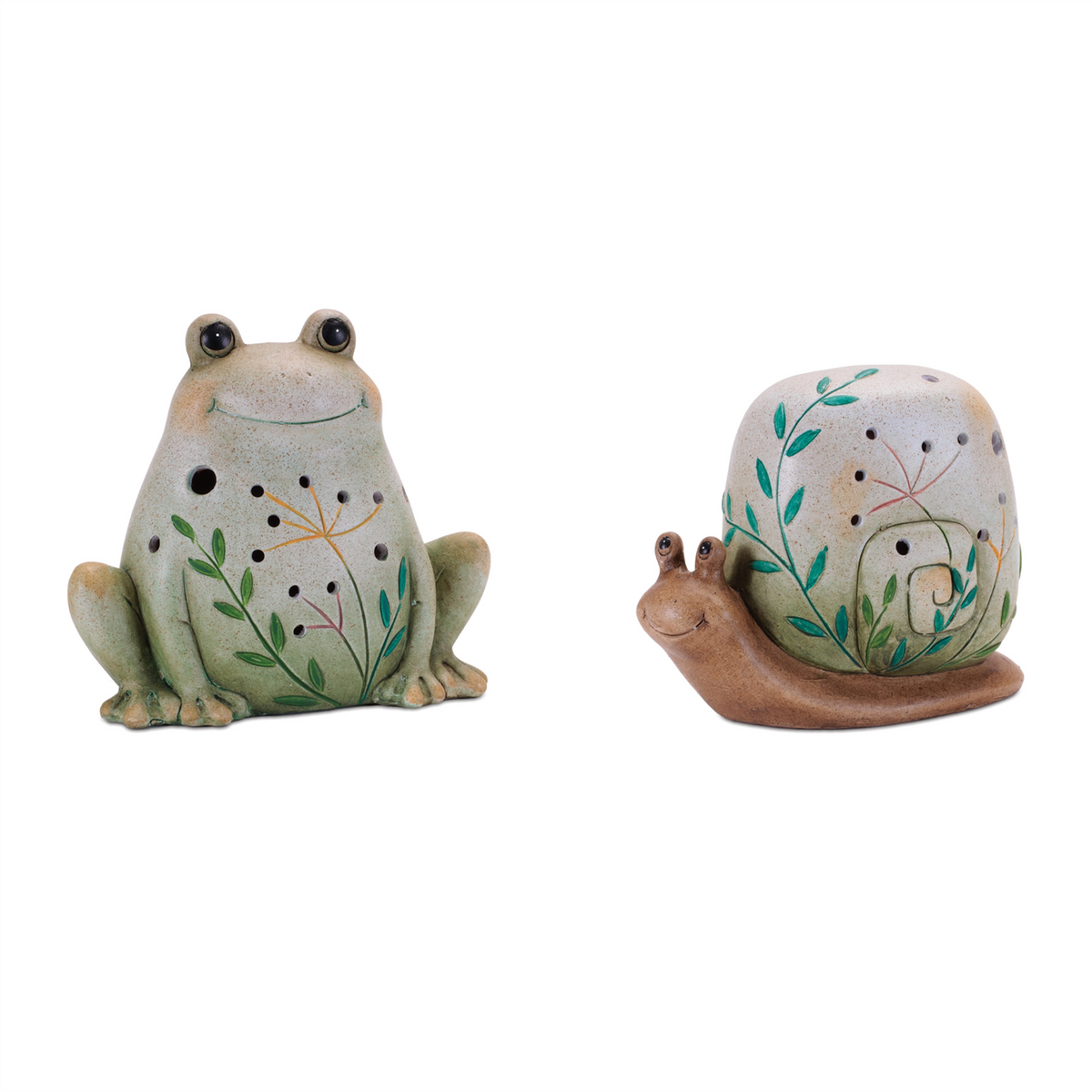 Terra Cotta Frog and Snail Decor (Set of 2)