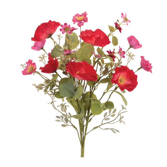 Mixed Poppy Floral Bush (Set of 4) -Ship Only