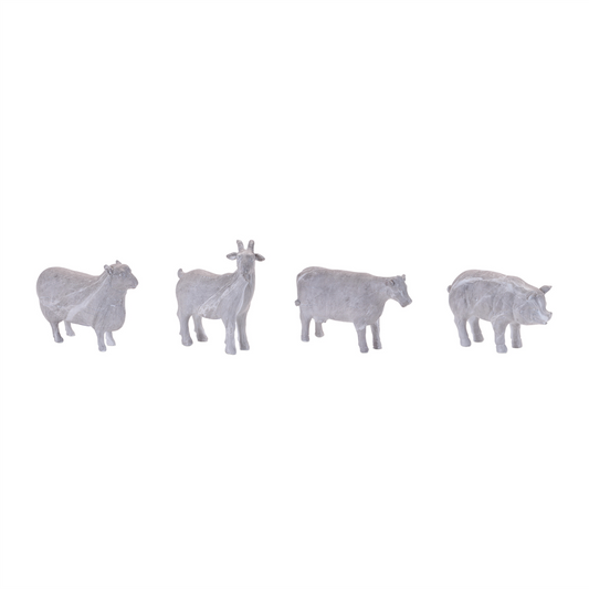 Distressed Farm Animal Figurine (Set of 4) -Ship Only