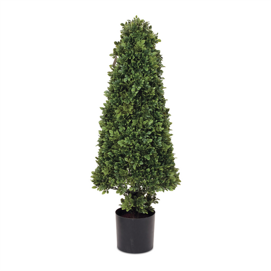 Potted Boxwood Cone Topiary 38”H Plastic -Ship Only
