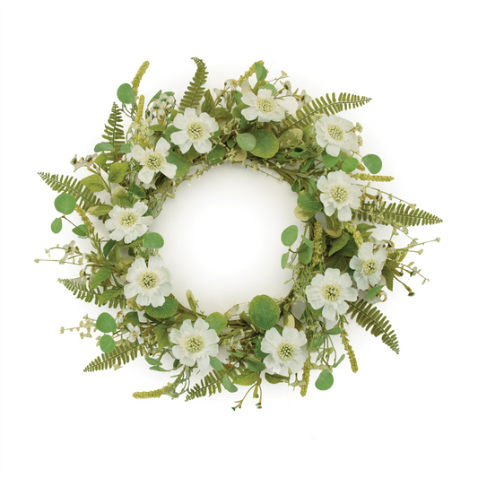 Mixed Pincushion Floral Wreath 22"D -Ship Only
