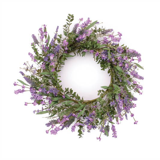 Mixed Lavender Wreath 20”D Polyester -Ship Only