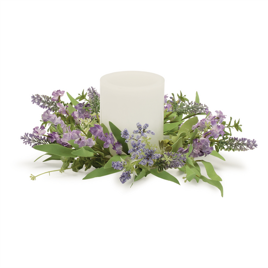 Mixed Floral Candle Ring (Set of 2) 11.5"D Polyester (Fits a 4" Candle) -Ship Only