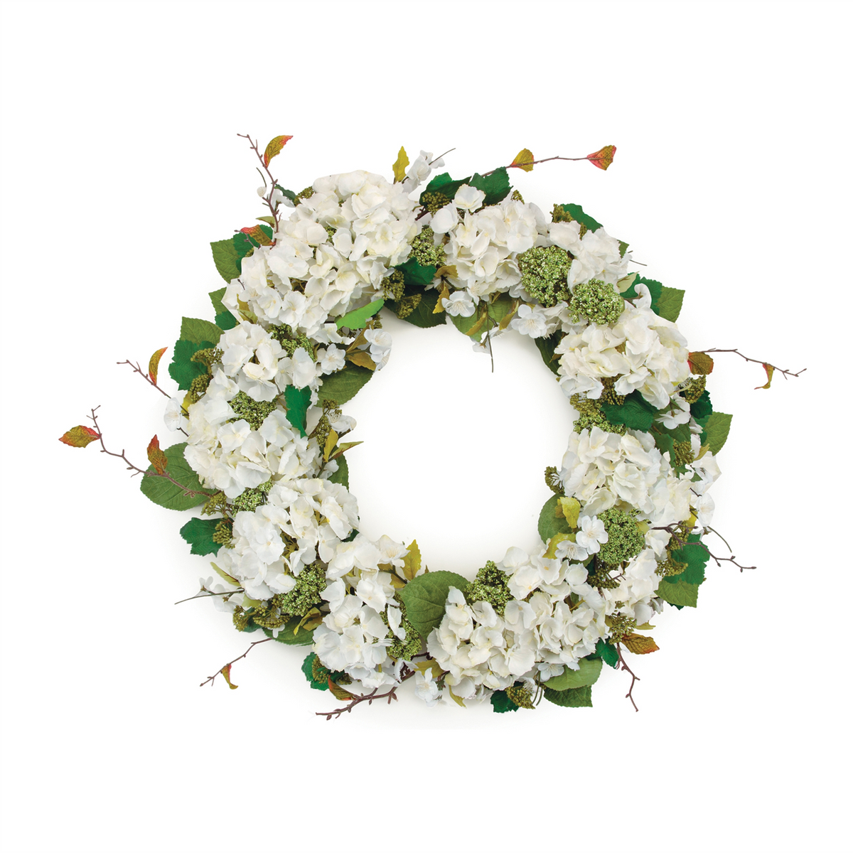 Hydrangea and Seedum Floral Wreath 22"D