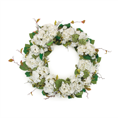 Hydrangea and Seedum Floral Wreath 22"D